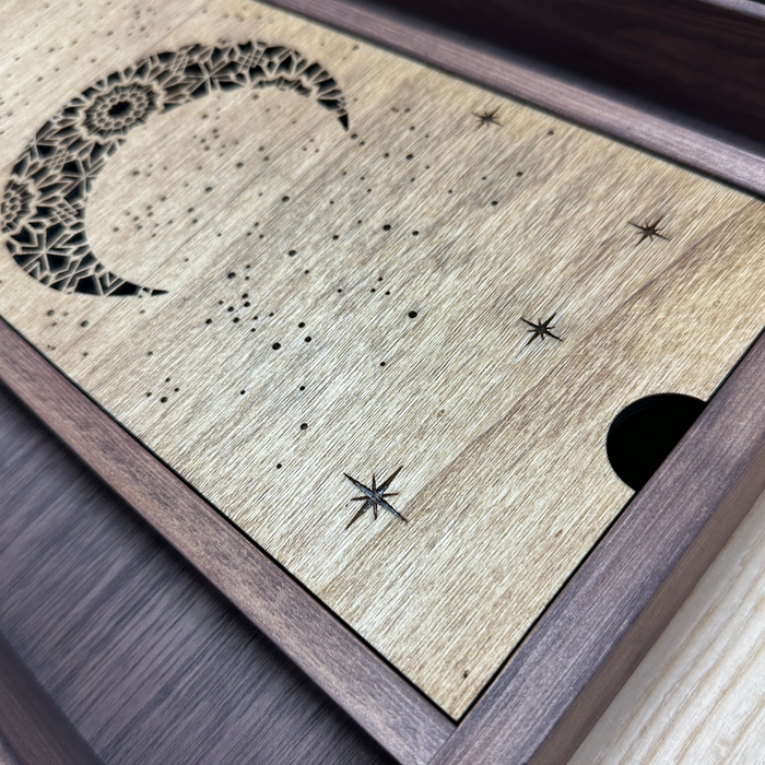 Mandala Crescent Moon Tarot Crystal Storage Box