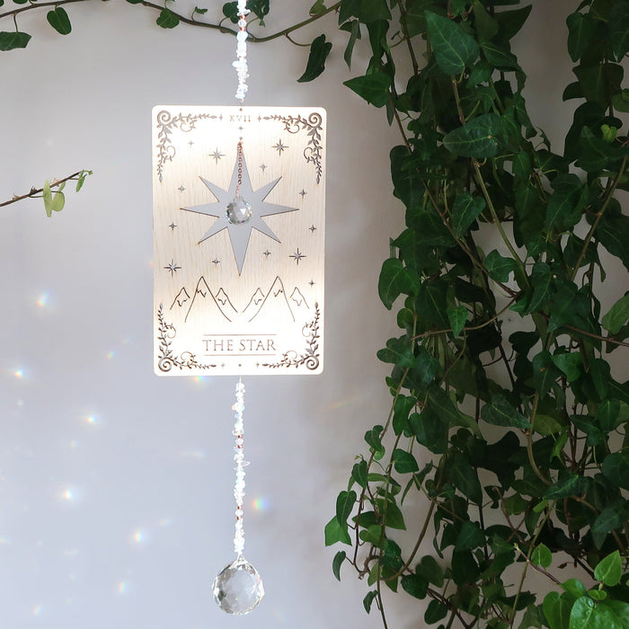 Light Wood Star Tarot Card Wooden Suncatcher - coppermoonboutique