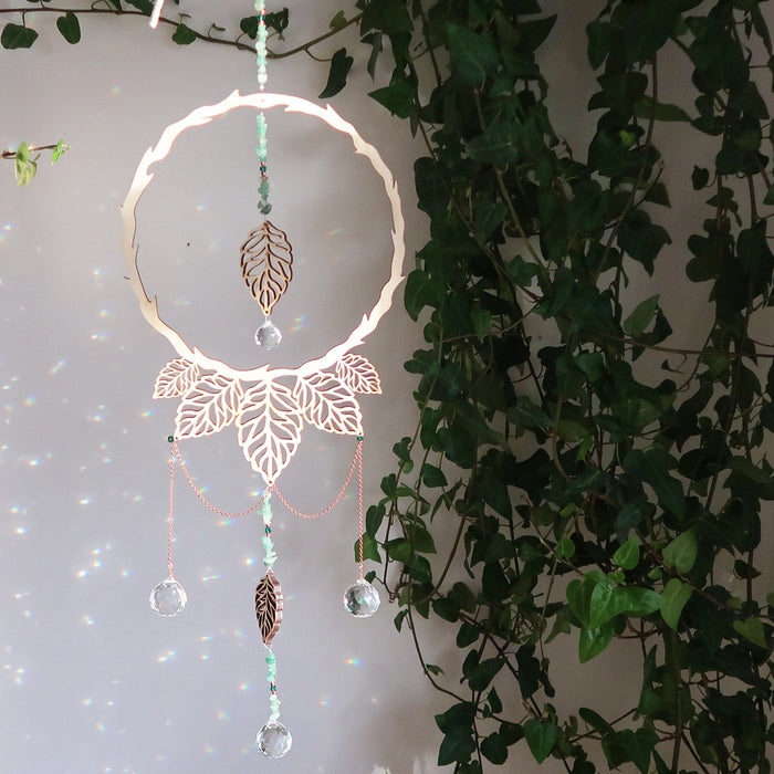 Light Wood Crystal Woodland Suncatcher - coppermoonboutique