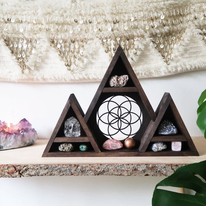 Seed Of Life Triangle Crystal Shelf - coppermoonboutique