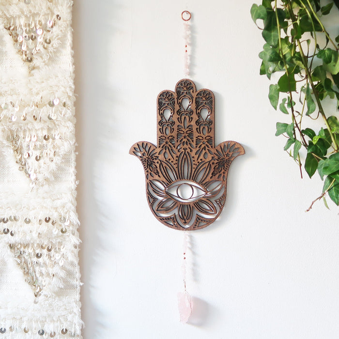Hamsa Hand Crystal Wall Hanging