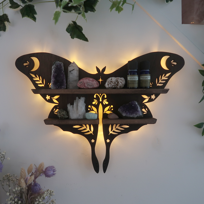 Luna Moth Lamp Crystal Shelf