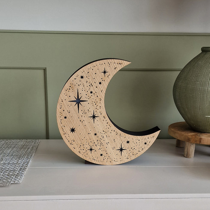 Starry Moon Lamp Light Wood