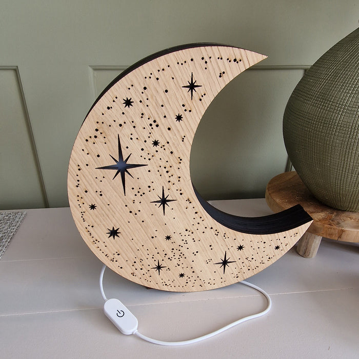 Starry Moon Lamp Light Wood