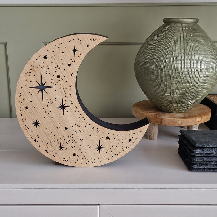Starry Moon Lamp Light Wood