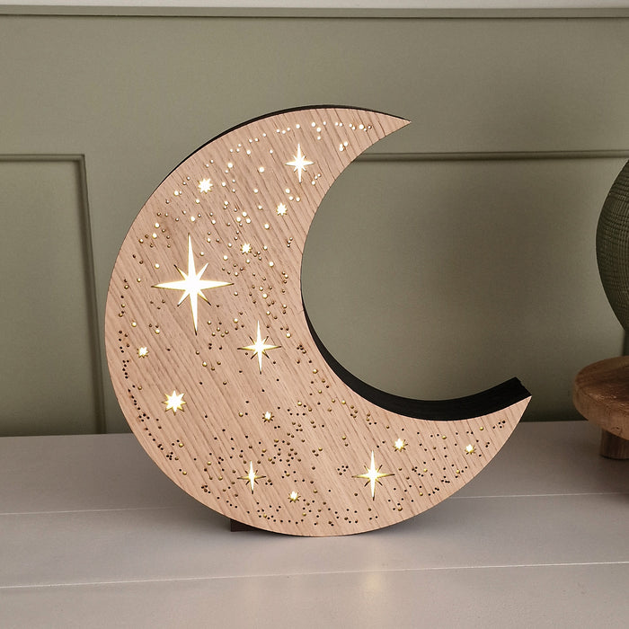 Starry Moon Lamp Light Wood