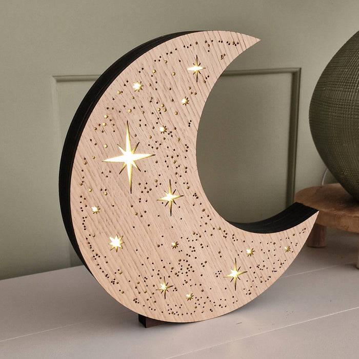 Starry Moon Lamp Light Wood