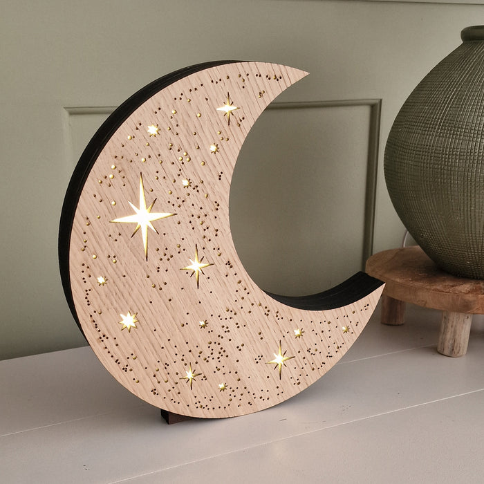 Starry Moon Lamp Light Wood
