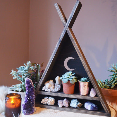 Tee Pee Moon Triangle Crystal Shelf - coppermoonboutique