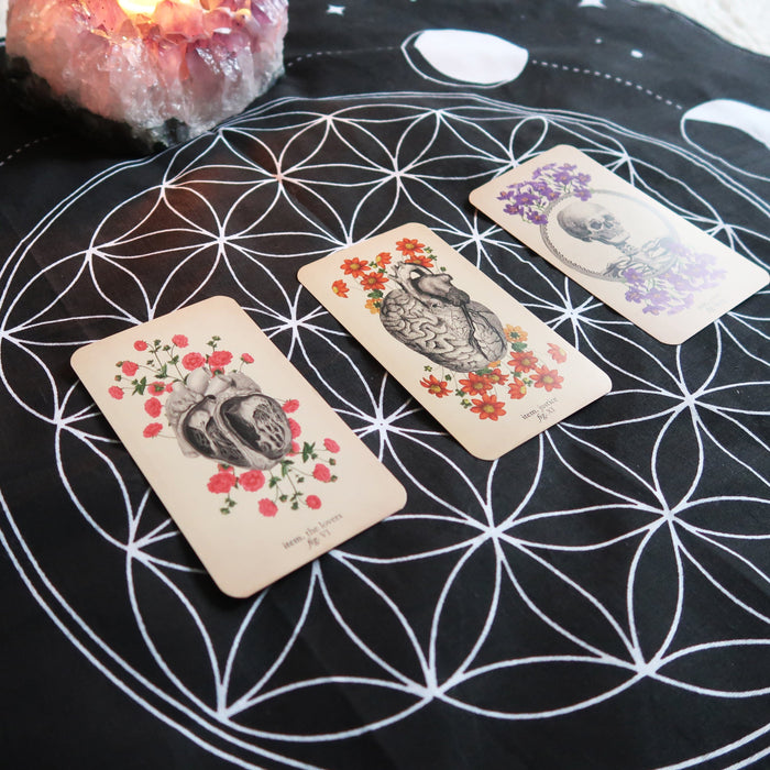Moon Phase Printed Cotton Crystal Grid Altar Cloth