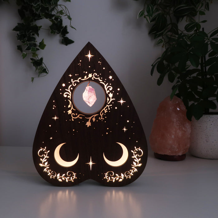 Coppermoon Brown Planchette Crystal Shelf lamp, Planchette Wall Art, Planchette Lamp, Crystal Shelf