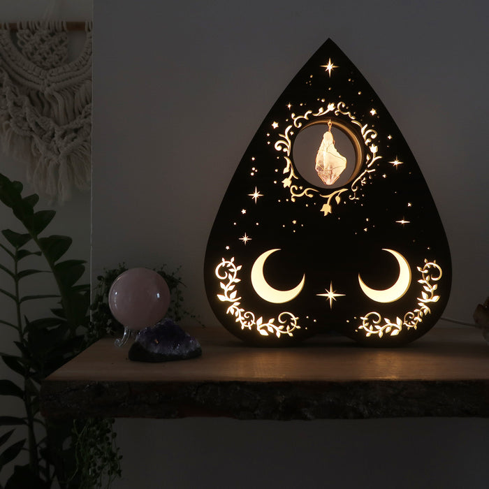 Coppermoon Brown Planchette Crystal Shelf lamp, Planchette Wall Art, Planchette Lamp, Crystal Shelf