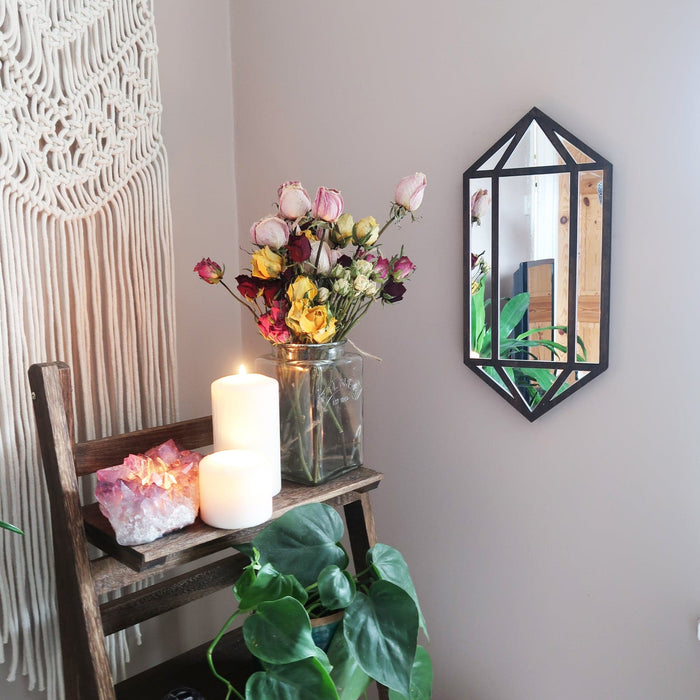 Crystal Wooden Wall Mirror - coppermoonboutique