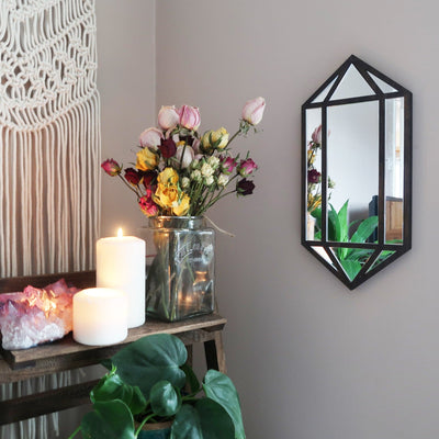 Crystal Wooden Wall Mirror - coppermoonboutique