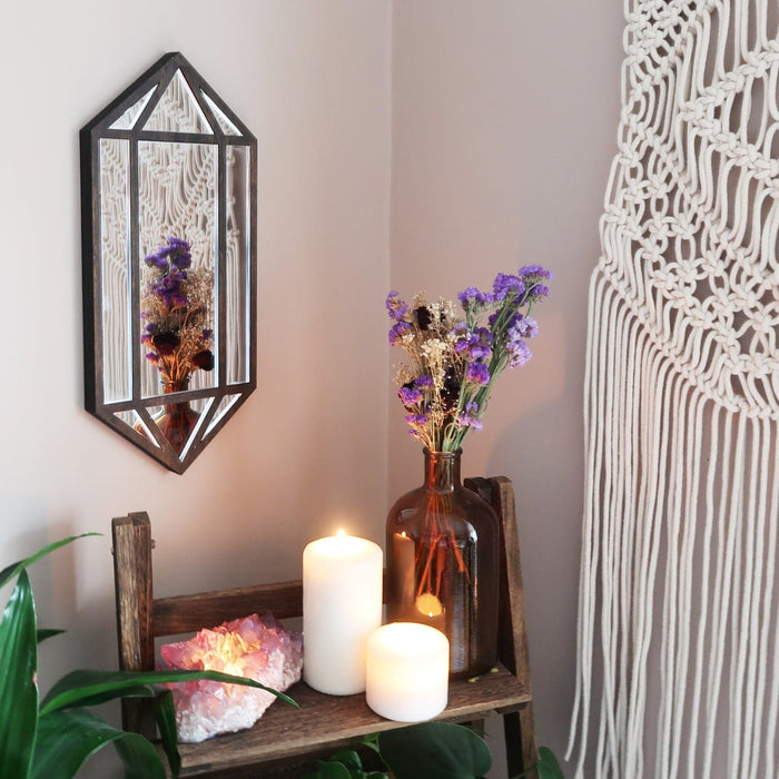 Crystal Wooden Wall Mirror - coppermoonboutique