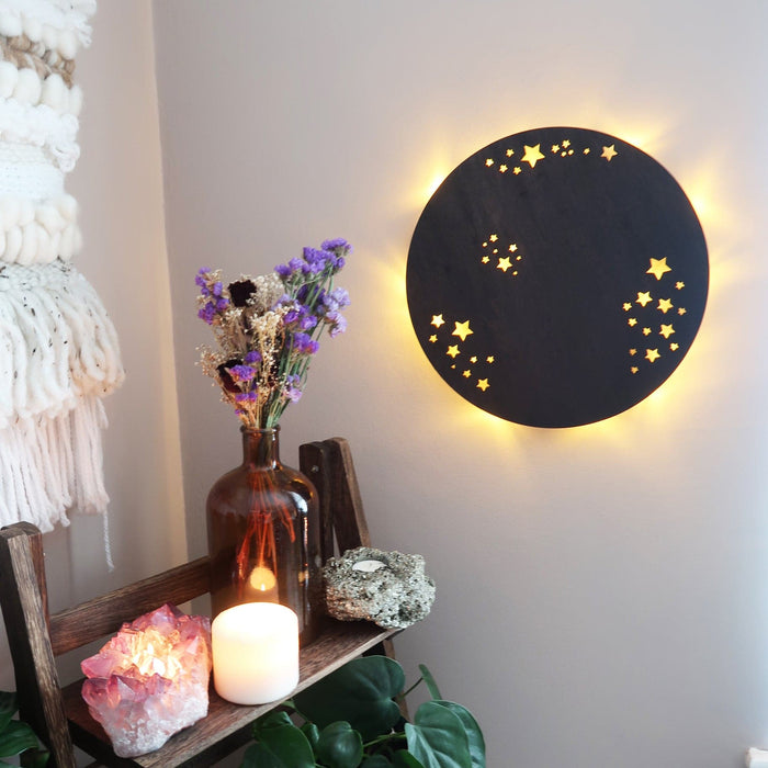 Full Moon Wooden Wall Lamp - coppermoonboutique