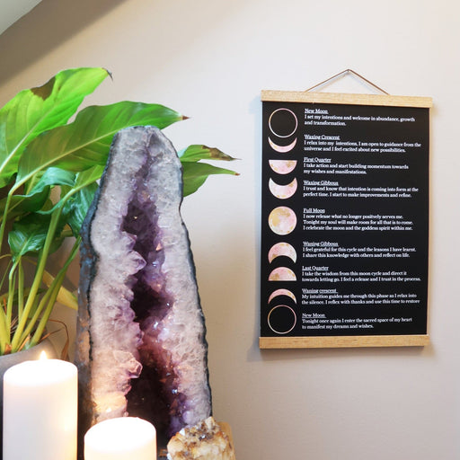 Moon Affirmation poster with wooden hanger - coppermoonboutique
