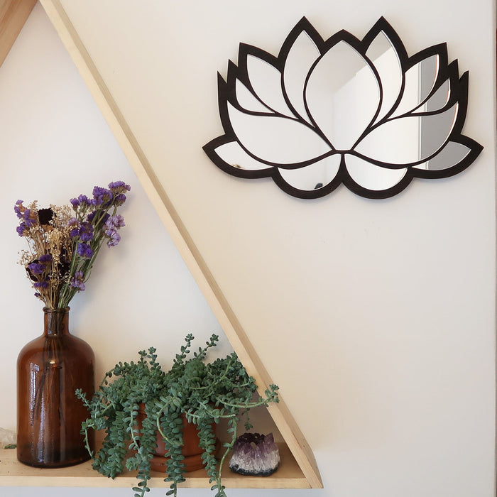 Lotus Wooden Mirror - coppermoonboutique