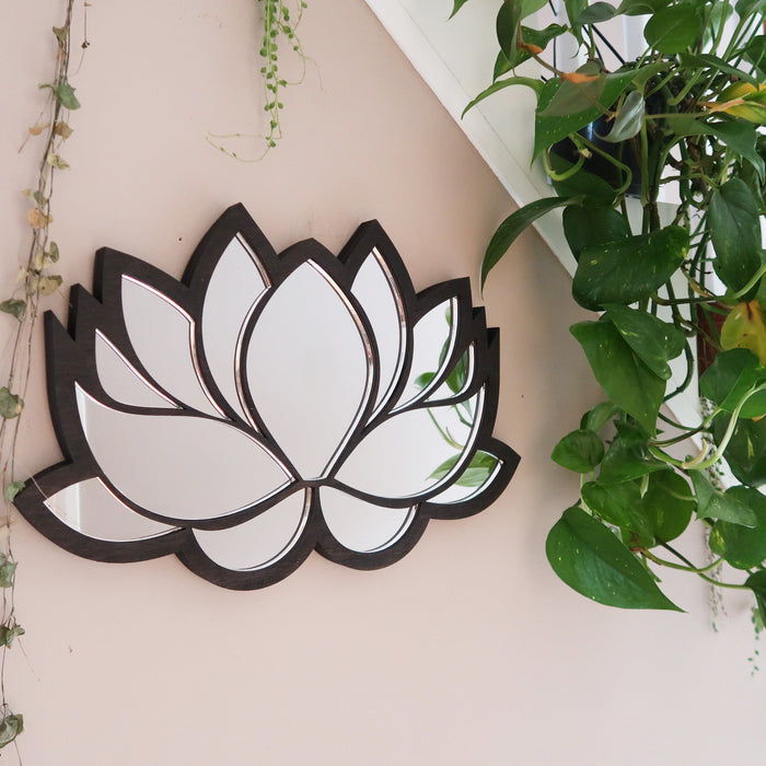Lotus Wooden Mirror - coppermoonboutique