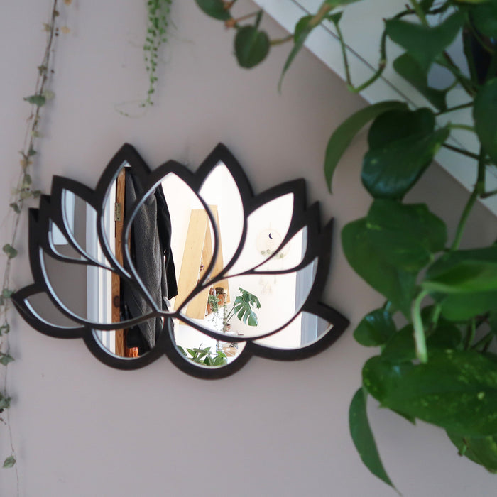 Lotus Wooden Mirror - coppermoonboutique