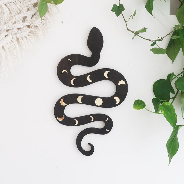 Mirror Moonphase Wooden Snake Art - coppermoonboutique