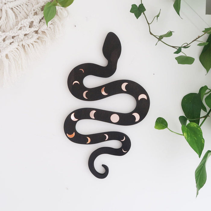 Mirror Moonphase Wooden Snake Art - coppermoonboutique