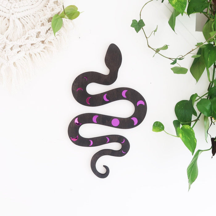 Mirror Moonphase Wooden Snake Art - coppermoonboutique