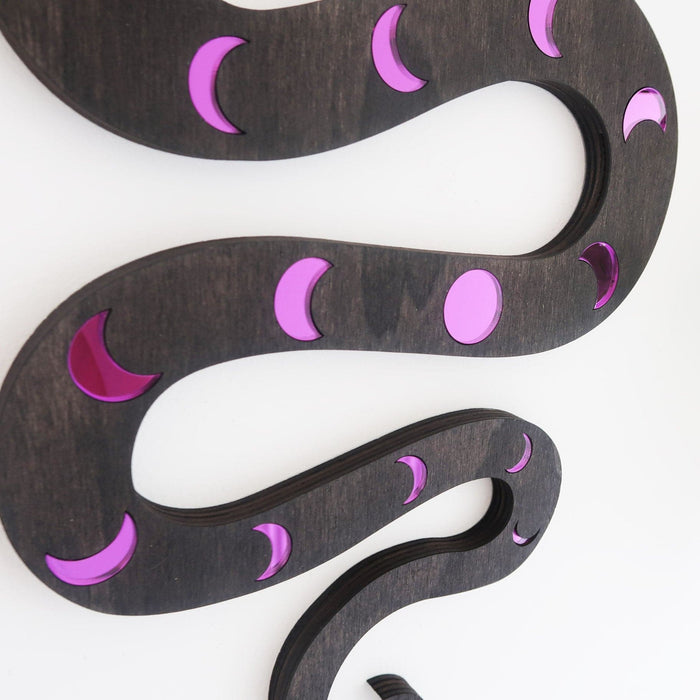 Mirror Moonphase Wooden Snake Art - coppermoonboutique