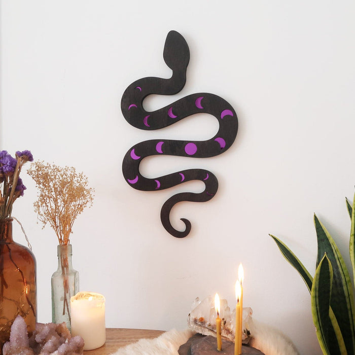 Mirror Moonphase Wooden Snake Art - coppermoonboutique