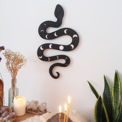 Mirror Moonphase Wooden Snake Art - coppermoonboutique