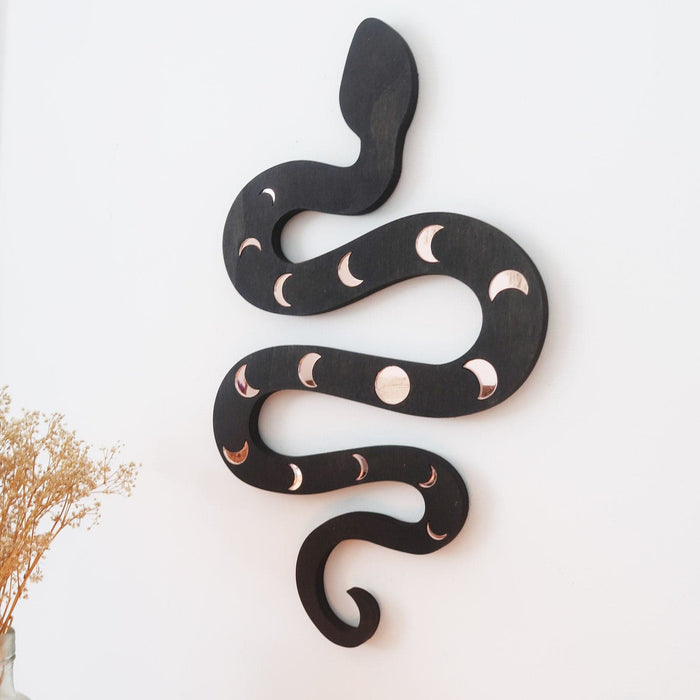 Mirror Moonphase Wooden Snake Art - coppermoonboutique