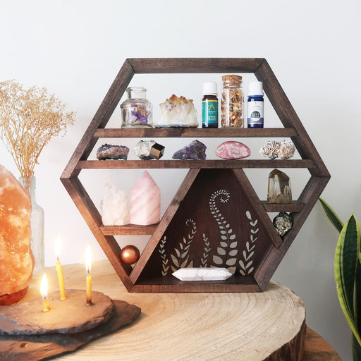 Botanical Wooden Crystal Shelf - coppermoonboutique