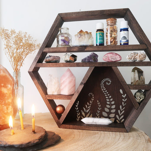 Botanical Wooden Crystal Shelf - coppermoonboutique