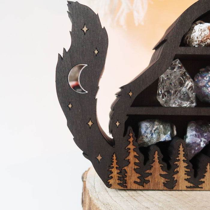 Brown Mama Wolf Wooden Shelf - coppermoonboutique