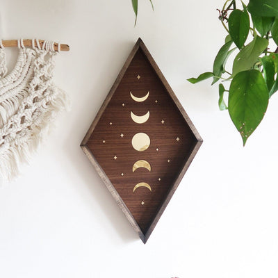 Mirror Moonphase Diamond Wooden Wall Art - coppermoonboutique