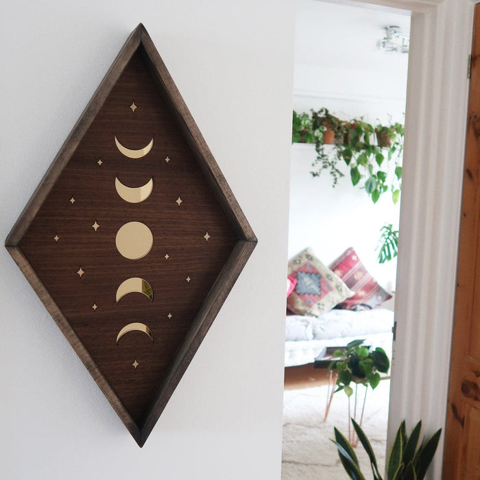 Mirror Moonphase Diamond Wooden Wall Art - coppermoonboutique