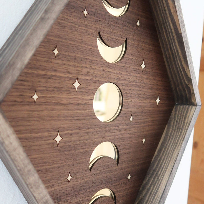 Mirror Moonphase Diamond Wooden Wall Art - coppermoonboutique
