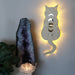Light Wood Cosmic Kitty Mirrored Wall Lamp - coppermoonboutique