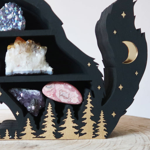 Black Papa Wolf Wooden Shelf - coppermoonboutique