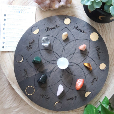 Gold Moonphase Crystal Grid - coppermoonboutique