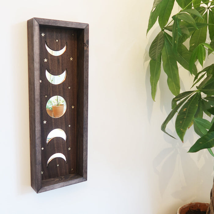 Mirror moonphase wooden altar art - coppermoonboutique