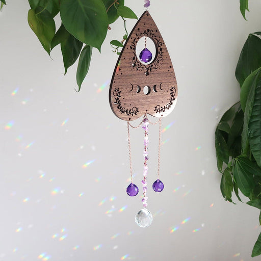 Amethyst Wooden Crystal Planchette Suncatcher - coppermoonboutique