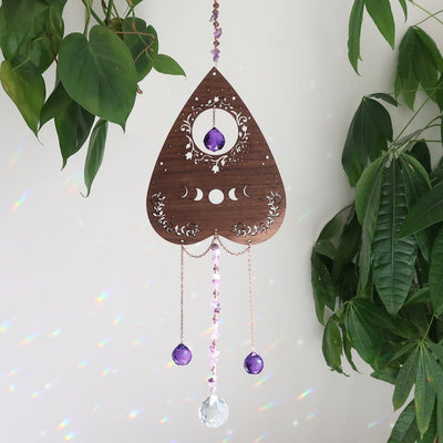 Amethyst Wooden Crystal Planchette Suncatcher - coppermoonboutique