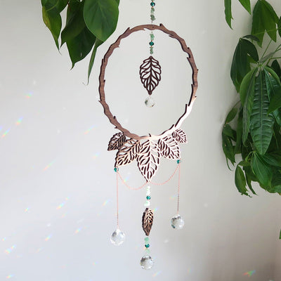 Wooden Crystal Woodland Suncatcher - coppermoonboutique