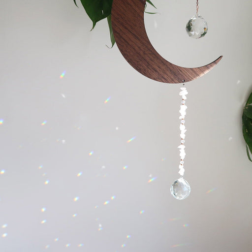 Wooden Crystal Moon Suncatcher - coppermoonboutique