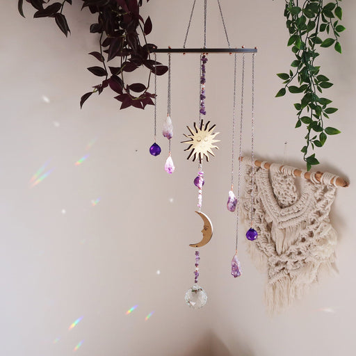 Sun & Moon Crystal Suncatcher Mobile - coppermoonboutique