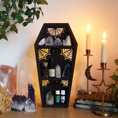 Cobweb Coffin Light Up Shelf - coppermoonboutique