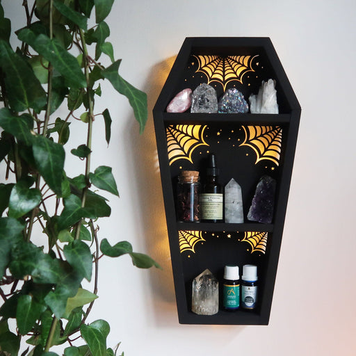 Cobweb Coffin Light Up Shelf - coppermoonboutique
