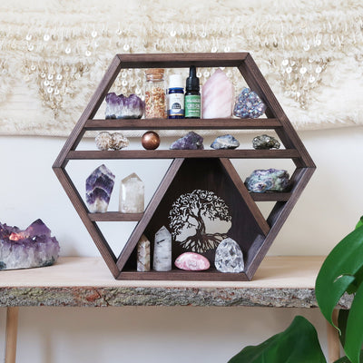 Tree Of Life Hexagon Crystal Shelf - coppermoonboutique