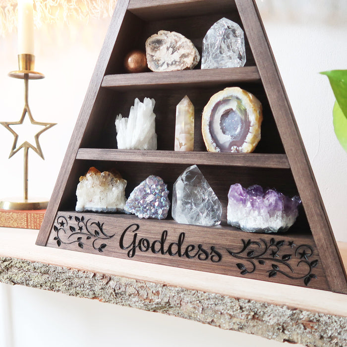 Goddess Engraved Triangle Shelf - coppermoonboutique
